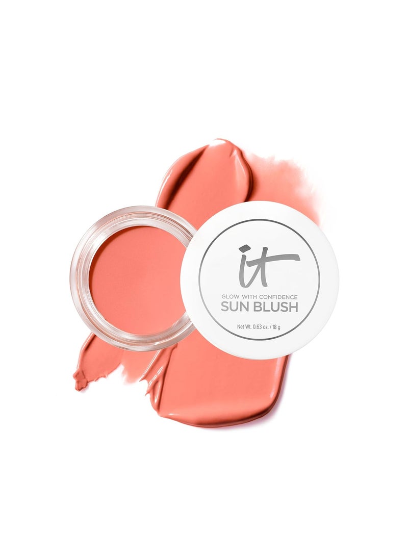 IT Cosmetics Glow with Confidence Sun Cream Blush  Blendable  Buildable Blush  Bronzer for a Pop of SunBlushed Color  24HR Hydration with Hyaluronic Acid Peptides  Vitamin E 063 oz