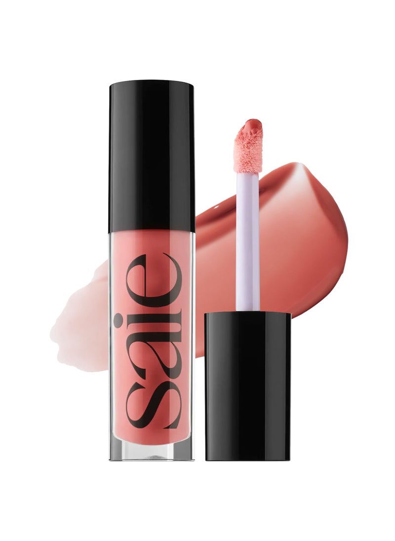 Saie Glossybounce HighShine Hydrating Lip Gloss Oil  Sheer Tinted Lip Oil with Hyaluronic Acid  Jojoba Oil for LongLasting Moisture  Bounce 17 oz