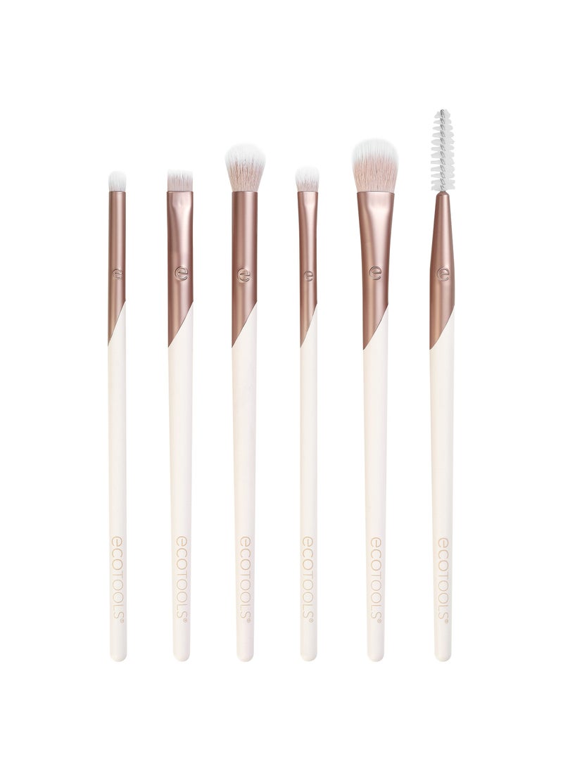EcoTools Luxe Exquisite Eye Makeup Brush Kit, For Eyeshadow, Eyeliner, & Brow Makeup, Professional Eye Brush Set, Eco-Friendly Makeup Tools, Synthetic Bristles, Cruelty Free & Vegan, 6 Piece Set
