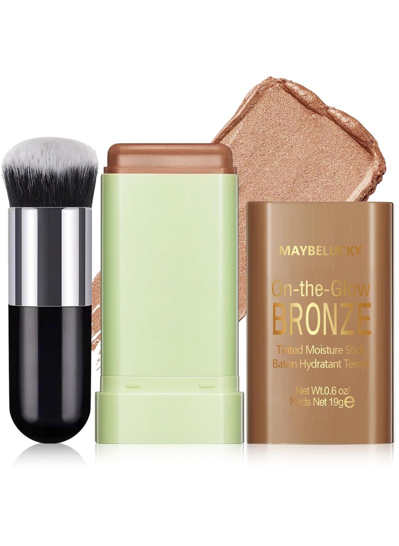 Cream Contour Stick for Cheeks Tint MultiUse Makeup Highlighter Blush Bronzer Stick Natural Glow Solid Moisturizer Stick Blendable Illuminator OntheGo Shimmer Cream Contour Makeup02