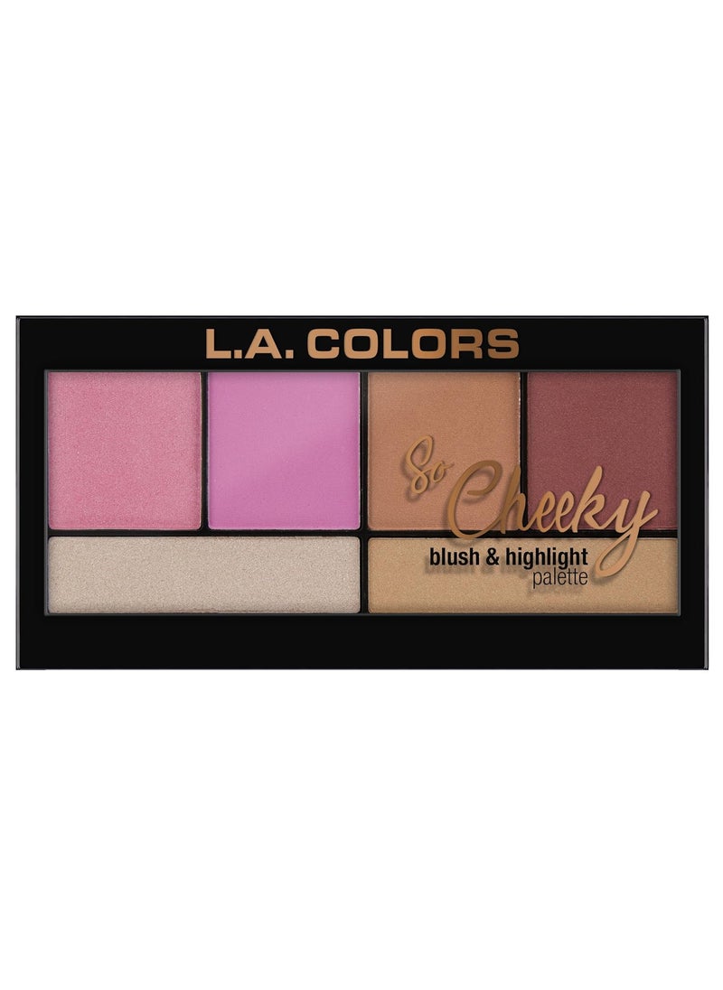 LA COLORS So Cheeky Blush and Highlight Palette Pink and Playful C30461
