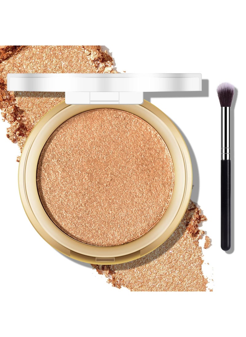 Baked Highlighter Powder Palette Makeup Highlighter Powder Palette Sheer Shimmering Finish Face Highlighters Makeup Iluminadores de Maquillaje 06 Bronze Glow