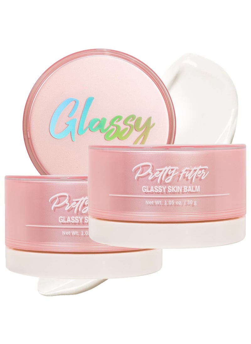 Touch in Sol Pretty Filter Glassy Skin Balm Primer 2 Pack  Skin Smooth Moisturizing Primer before Makeup  Natural Glow Face Cream Moisturizer with Shea Butter and Rose Flower Water 105 oz