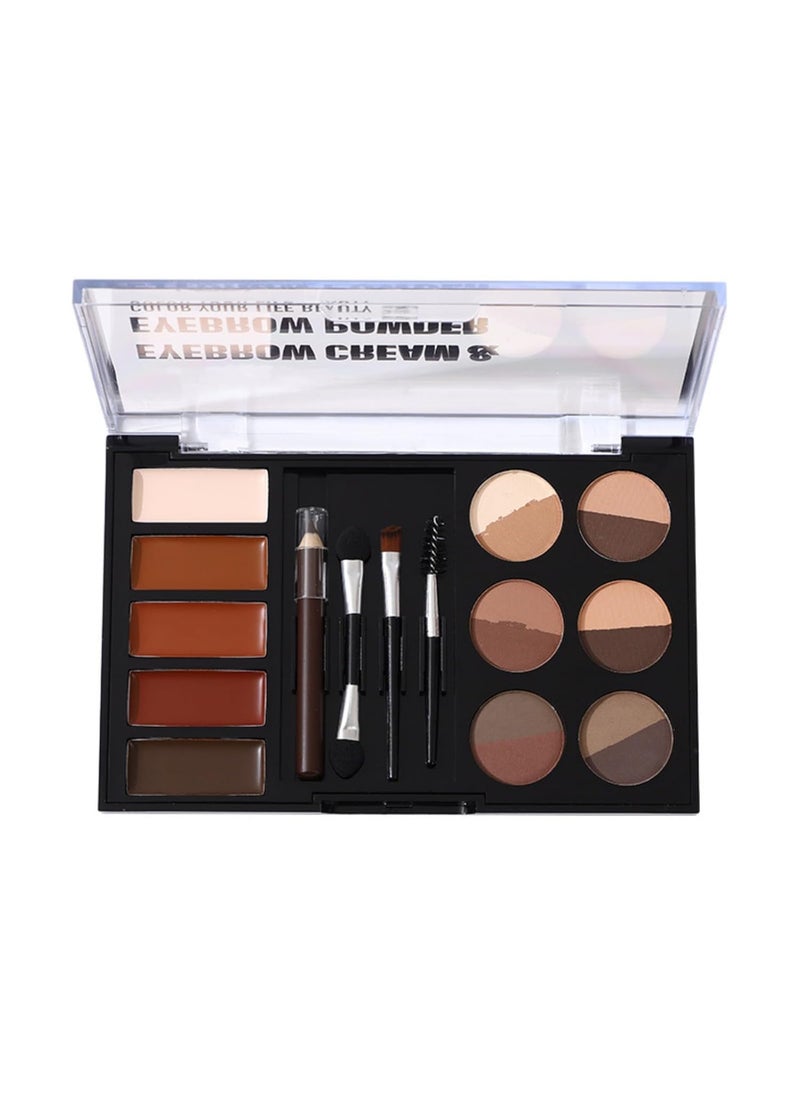 MAEPEOR Eye Brow Kit Waterproof Eyebrow Palette Set 12 Colors Eyebrow Powder 5 Colors Brow Wax 3 Brushes 1 Eyebrow Pencil for Novice and Professional Set 01