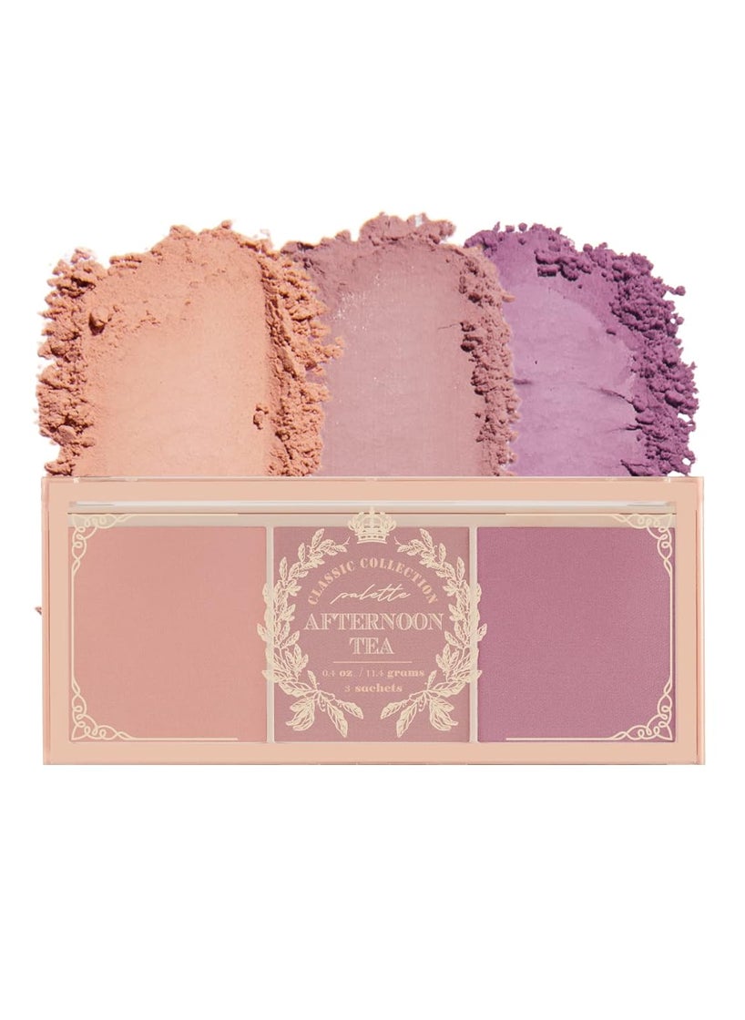 IM MEME Blusher Palette  Afternoon Tea_Fruit FLavor  Soft Pink Peach Lavender 3 Shades Palette Matte Powder Face  Cheeks For All Skin Tones Powdery Finish Lightweight Formula 04 Oz