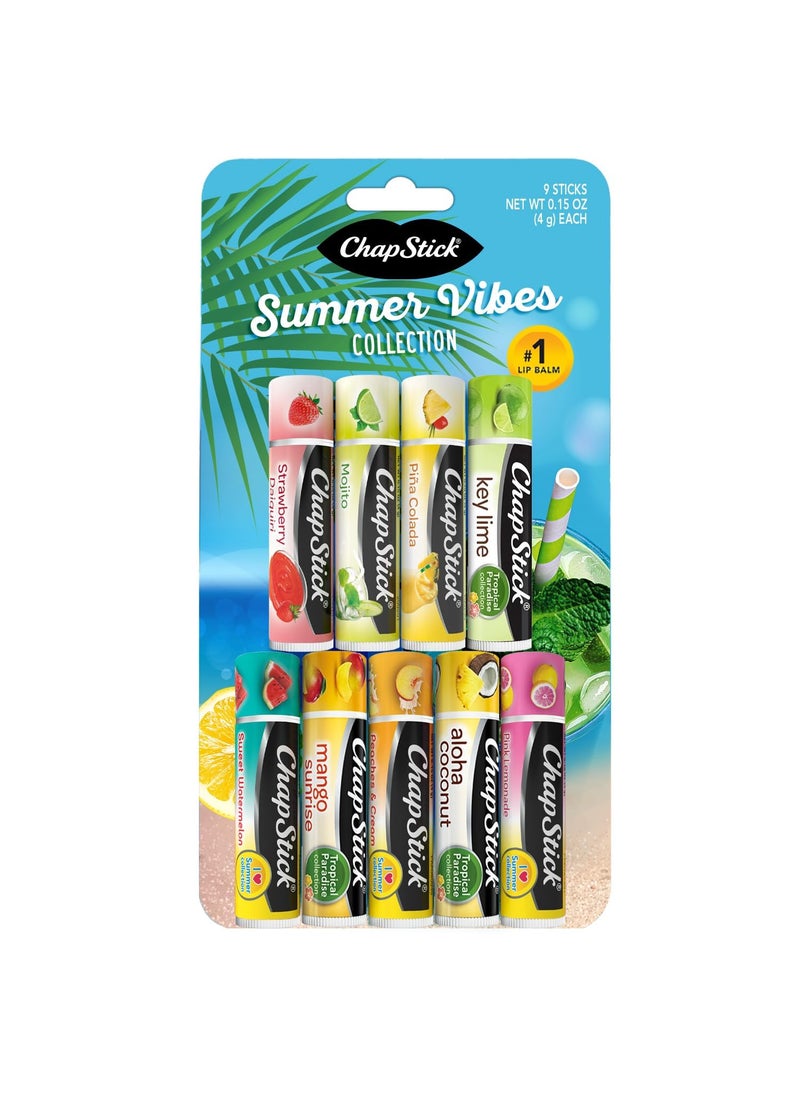 ChapStick Summer Vibes Collection  Tropical Paradise Mocktail and I Love Summer Lip Balm Collections 015 Oz Ea 9 Piece Set