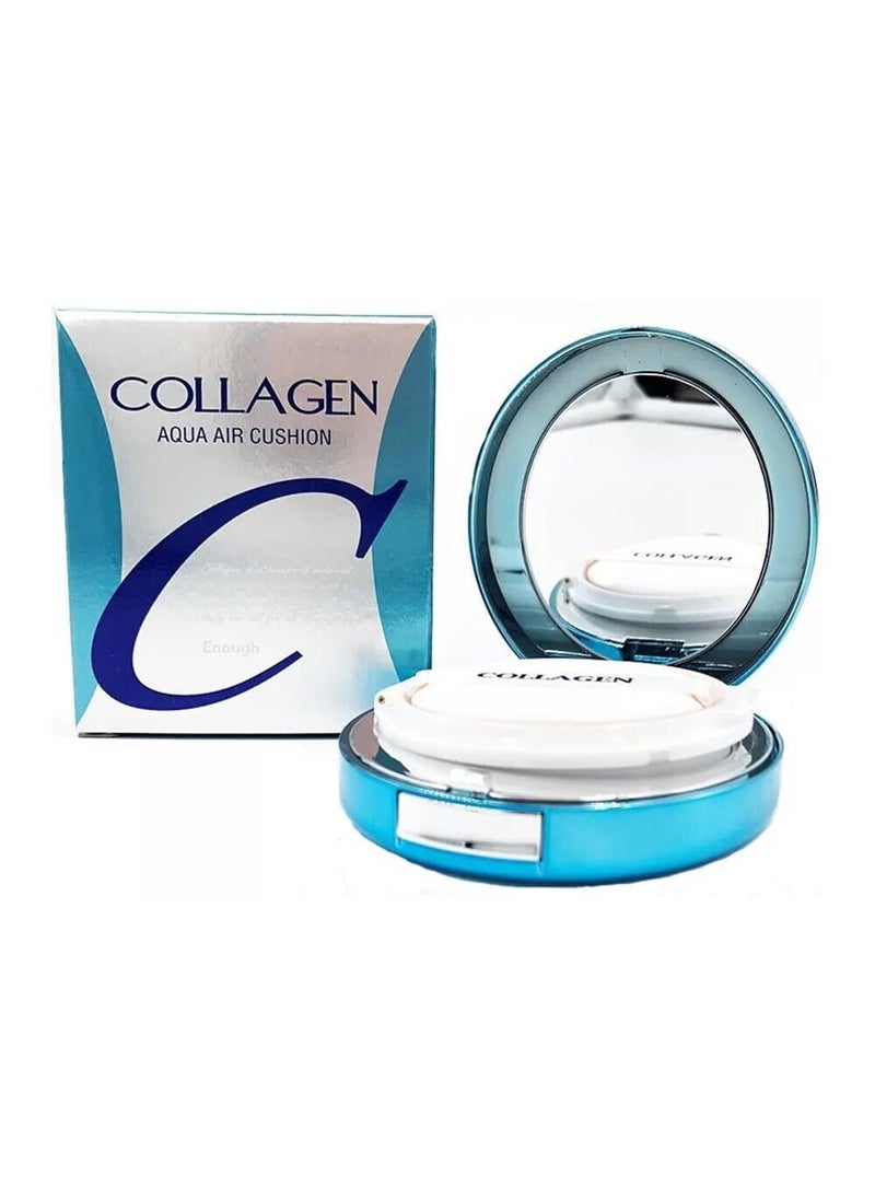 ENOUGH Collagen Aqua Air Cushion SPF 50 Full Coverage Hydrating Foundation Makeup Tinted Moisturizer Sunscreen Korean Skin Care Cosmetics for Women Dewy Finish  Collagen Boost 21 Natural glow