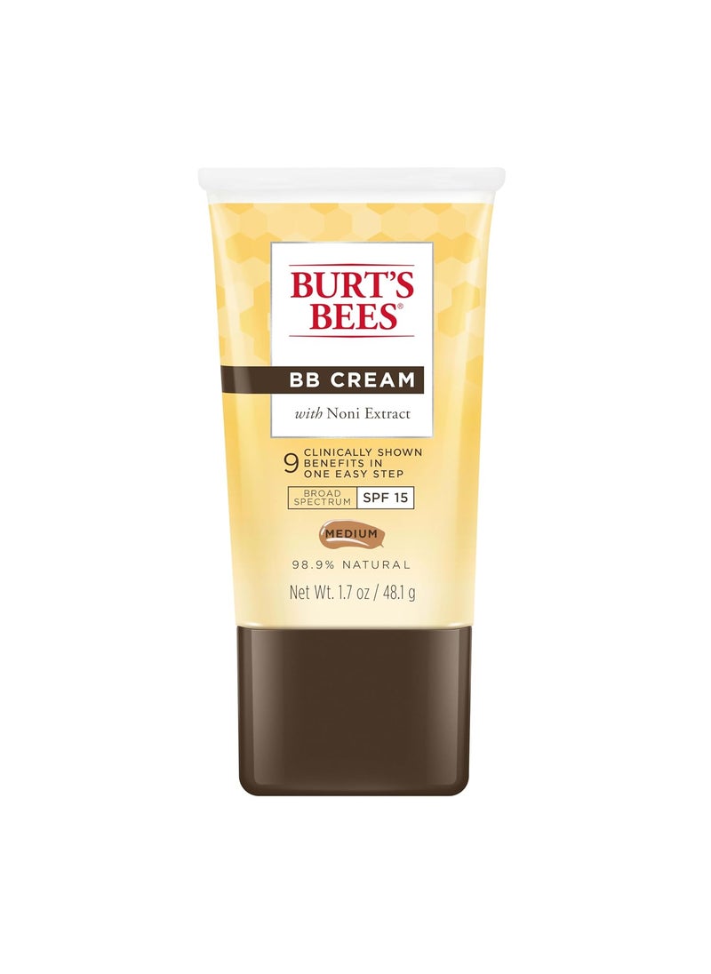 Burts Bees BB Cream With SPF 15 BroadSpectrum Sunscreen Tinted Lotion for All Skin Types 989 Percent Natural Origin Skin Care Medium 17 oz Tube