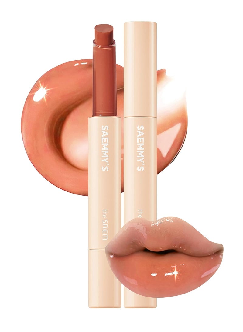 THESAEM Saemmys Syrup Shot Melting Balm  Plumping Lip GLoss Lipstick for Glazed Shine Lips  Korean Lip Makeup  Long Lasting Moisturizing 006oz 03 Nougat Peanut