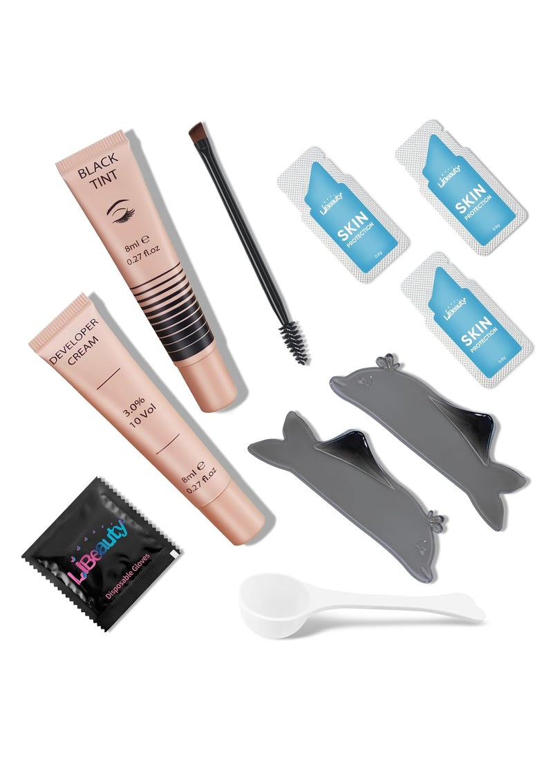 Libeauty Lash Color Kit with Reusable Dolphins Eye Patches Instant Eyelash  Eyebrow Black Coloring Kit for Hair Lasts Up 4 Weeks Brow Colour Set Suitable For DIY At Home Or Salon
