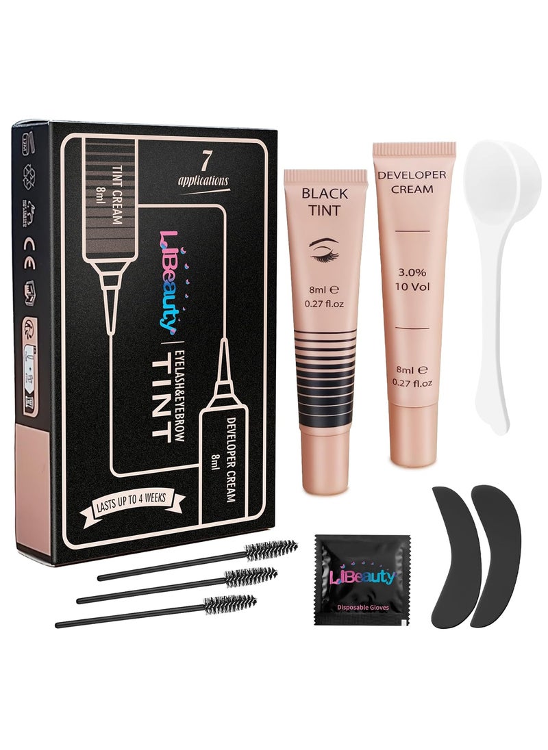 Libeauty Eyelash Color Kit Instant Black Color Kit for Hair Lasts Up 4 Weeks with Reusable eye patches Lash Colour Kit Suitable For DIY At Home Or Salon