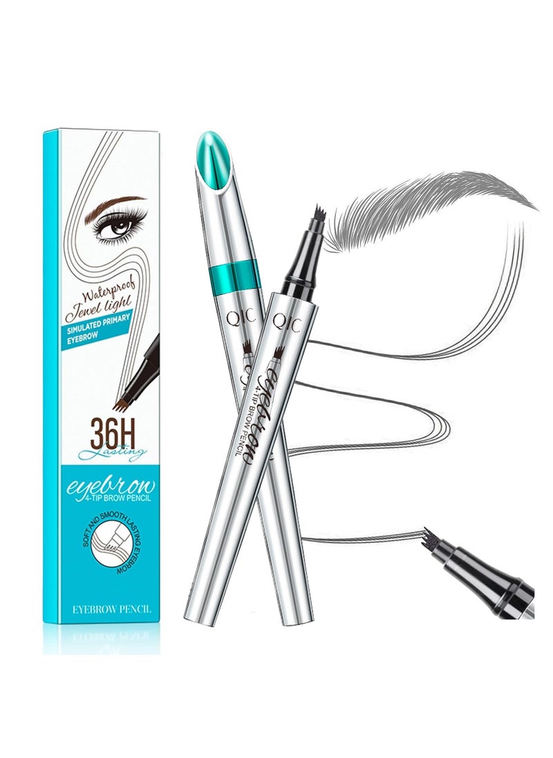 GLTurelifes Eyebrow Pencil with 4 Tip Micro Head Liquid Eyebrow Microblading Pen Eyebrow Pen Micro 4 Point Brow Pen LongLasting Waterproof  Smudgeproof Natural Eyebrow Makeup 5 Smoky Gray