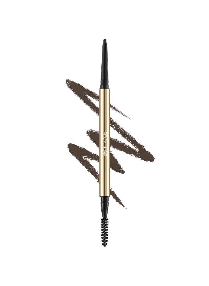 FOCALLURE Eyebrow PencilDualSided Brow BrushLong Lasting  Smudge Proof Definer Eye Brow Pen MakeupRetractableUltra Fine TipFills in Sparse Areas and GapsMedium Brown