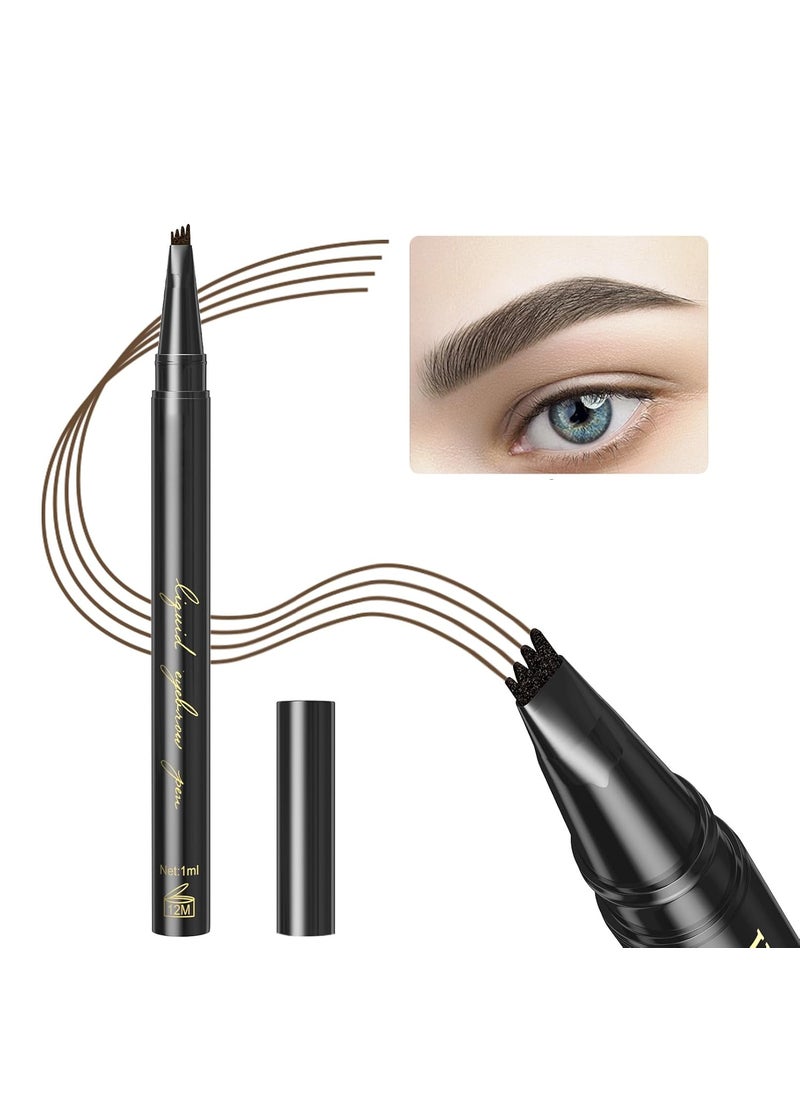 GLTurelifes Eyebrow Pencil Microblading Pen Liquid Eyebrow Pen Micro 4 Tip Eyebrow Pencil Brow Pen LongLasting Waterproof  Smudgeproof Natural Eyebrow Makeup 02 Dark Brown