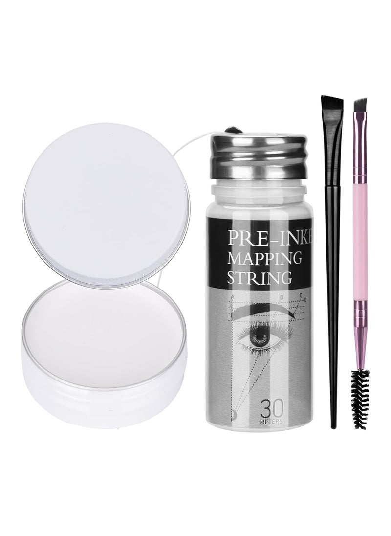 ATOMUS Brow Mapping String Set with 30m White Brow Mapping Thread 10g White Brow Paste 2pcs Brow Brush for Brow Mapping Measuring