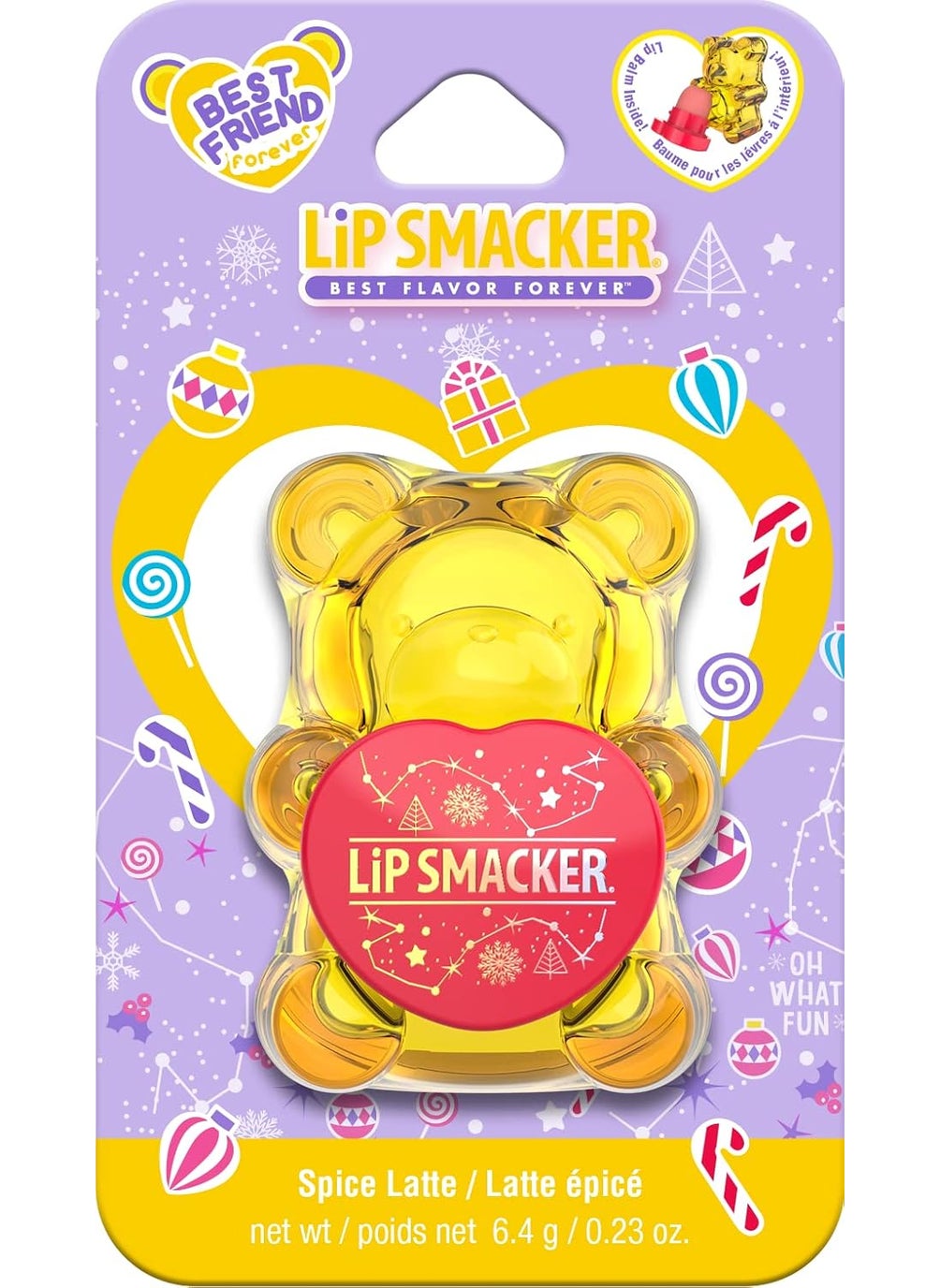 Lip Smacker Holiday Sugar Bear Flavored Lip Balm Spice Lattle Yellow Stocking Stuffer