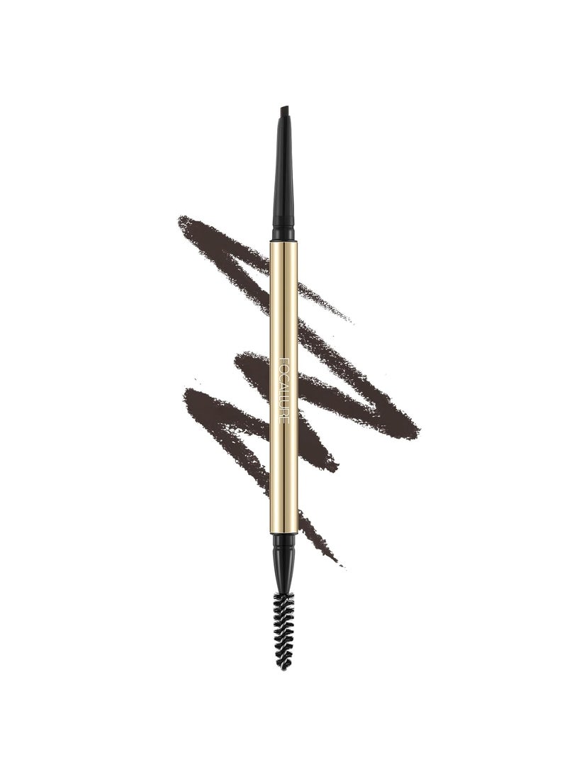 FOCALLURE Eyebrow PencilDualSided Brow BrushLong Lasting  Smudge Proof Definer Eye Brow Pen MakeupRetractableUltra Fine TipFills in Sparse Areas and GapsDeep Brown
