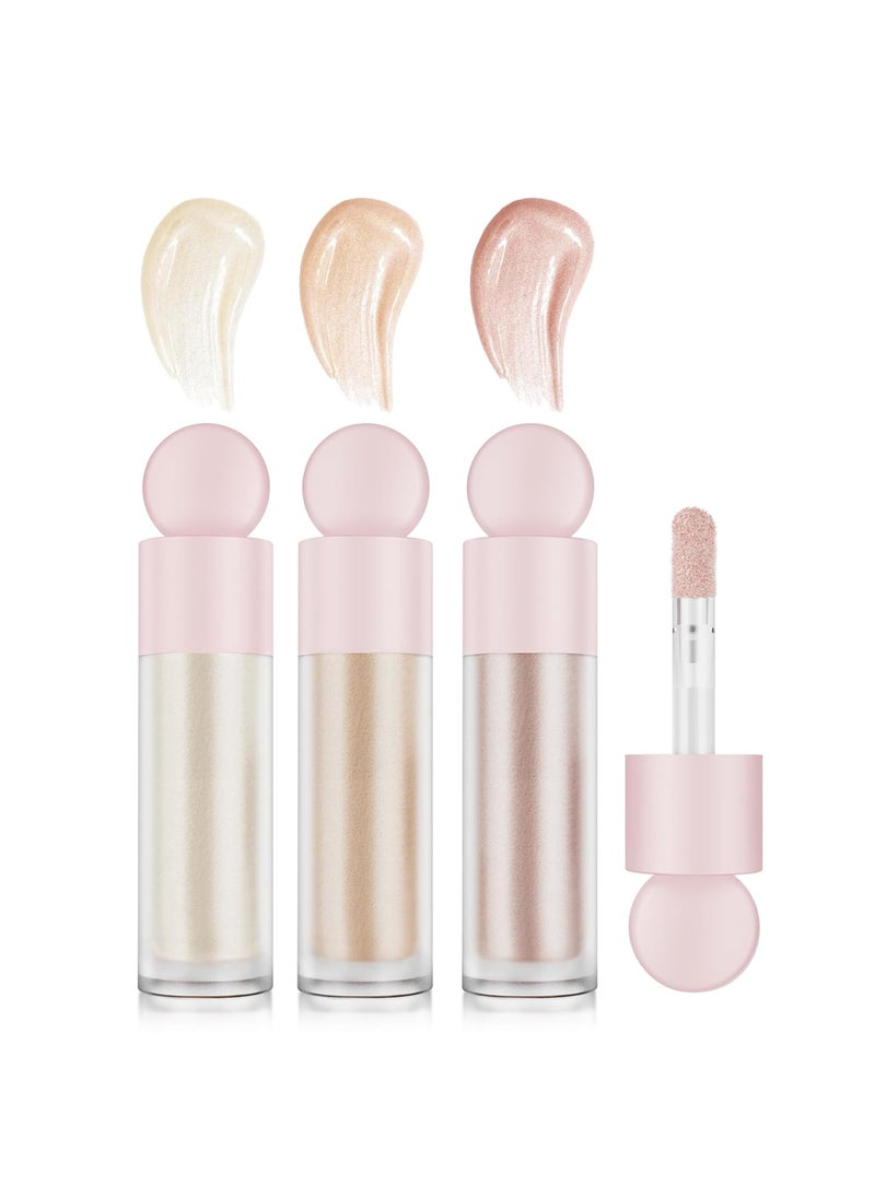 Liquid Highlighter Natural Glow For Face  Body Waterproof Moisturizing Light Liquid Luminizer For Long Lasting Shimmer Contour Highlighter Stick Easy to Apply with Cushion Applicator