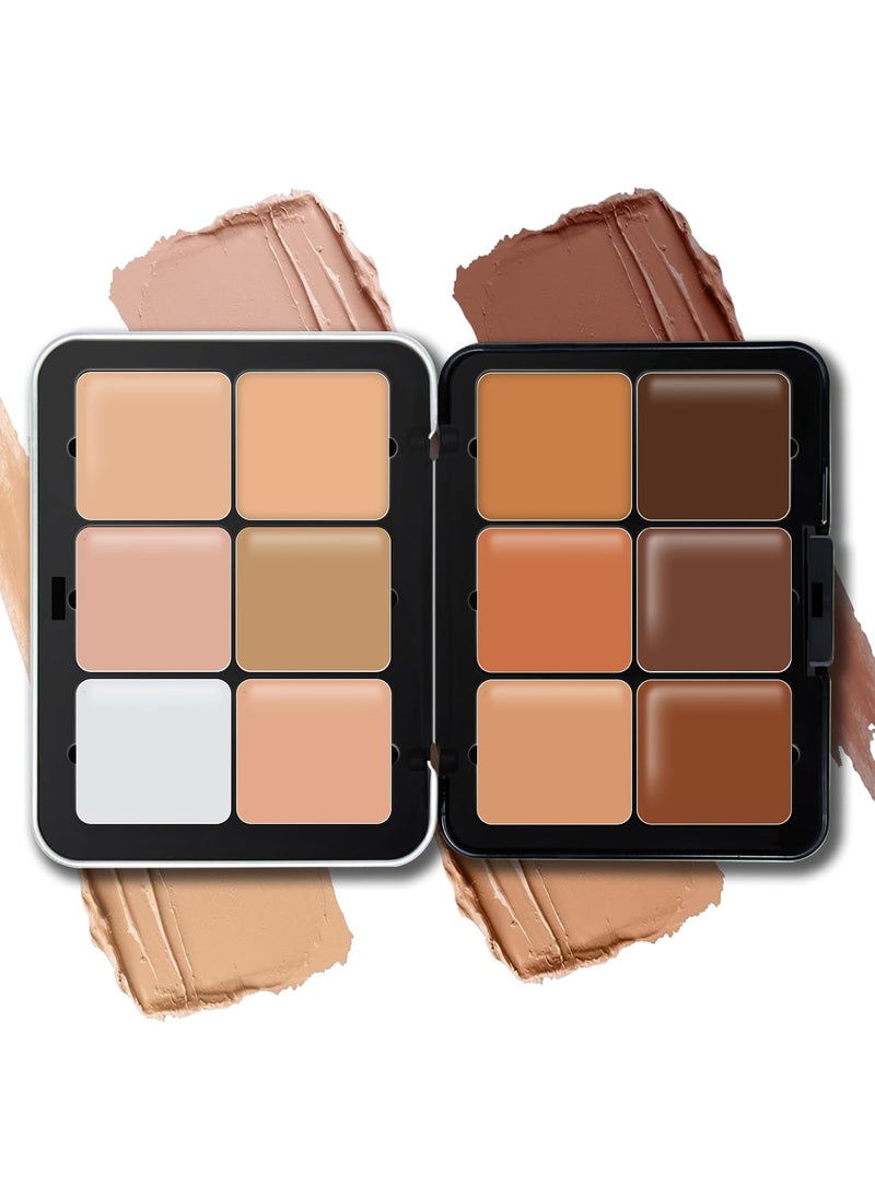 12 Colors Cream Concealer Foundation Palette LongWearing Smudge Proof Blendable Full Coverage Cream Contour Blush Highlighter Color Correcting Concealer Foundation Palette Makeup