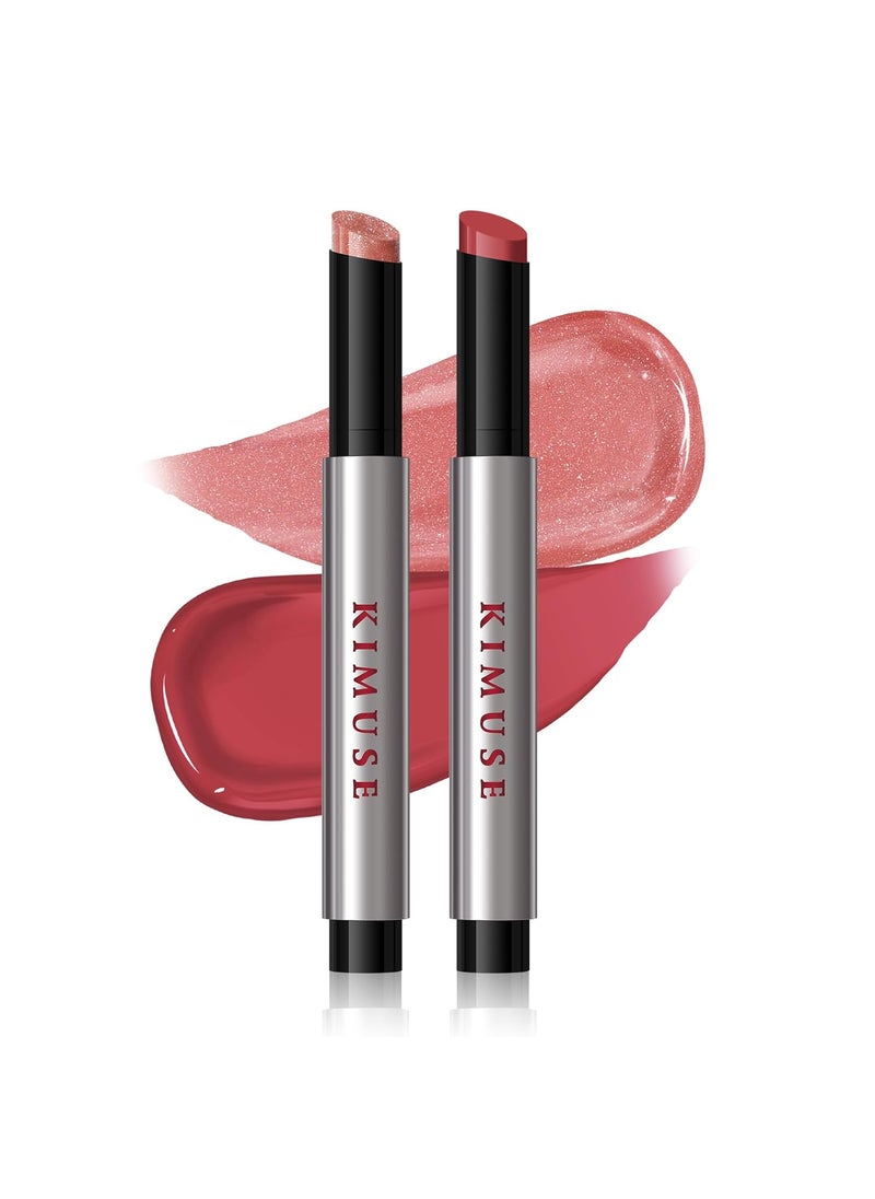 KIMUSE Lip Plumper 2PCS Moisturizing Allinone Lip Plumping Gloss Balm Non Sticky Lip Plumper Solid Lipstick Click Lip Balm Buildable Vegan  CrueltyFree