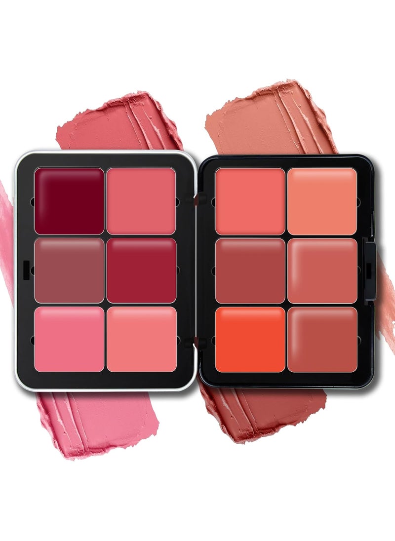 12 Colors Cream Blush Palette Matte Blush Contour and Highlight Blush Palette Waterproof and Long Lasting Blush Cream Makeup Palette