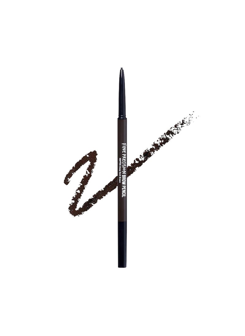 Professional Brow Pencil with Spoolie Brush UltraFine Precision Point Eyebrow Pencil DualSided Precise Slim Definer Fills Brows LongLasting Deep Dark Brown