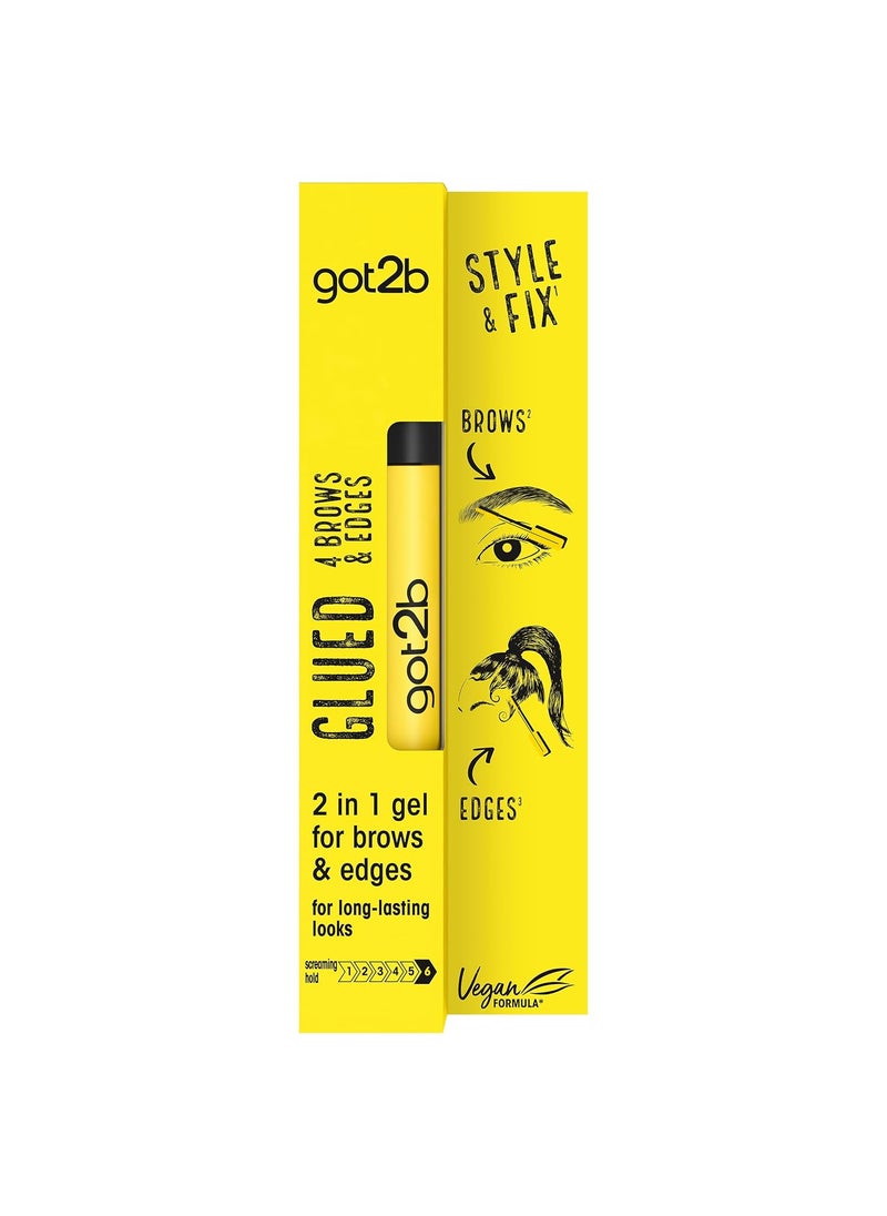 Got2B Glued for Brows  Edges 2 in 1 Wand Eyebrow Gel 72hr Hold No White Residue or Stickness Vegan Silicone Free Alcohol Free 16 ml