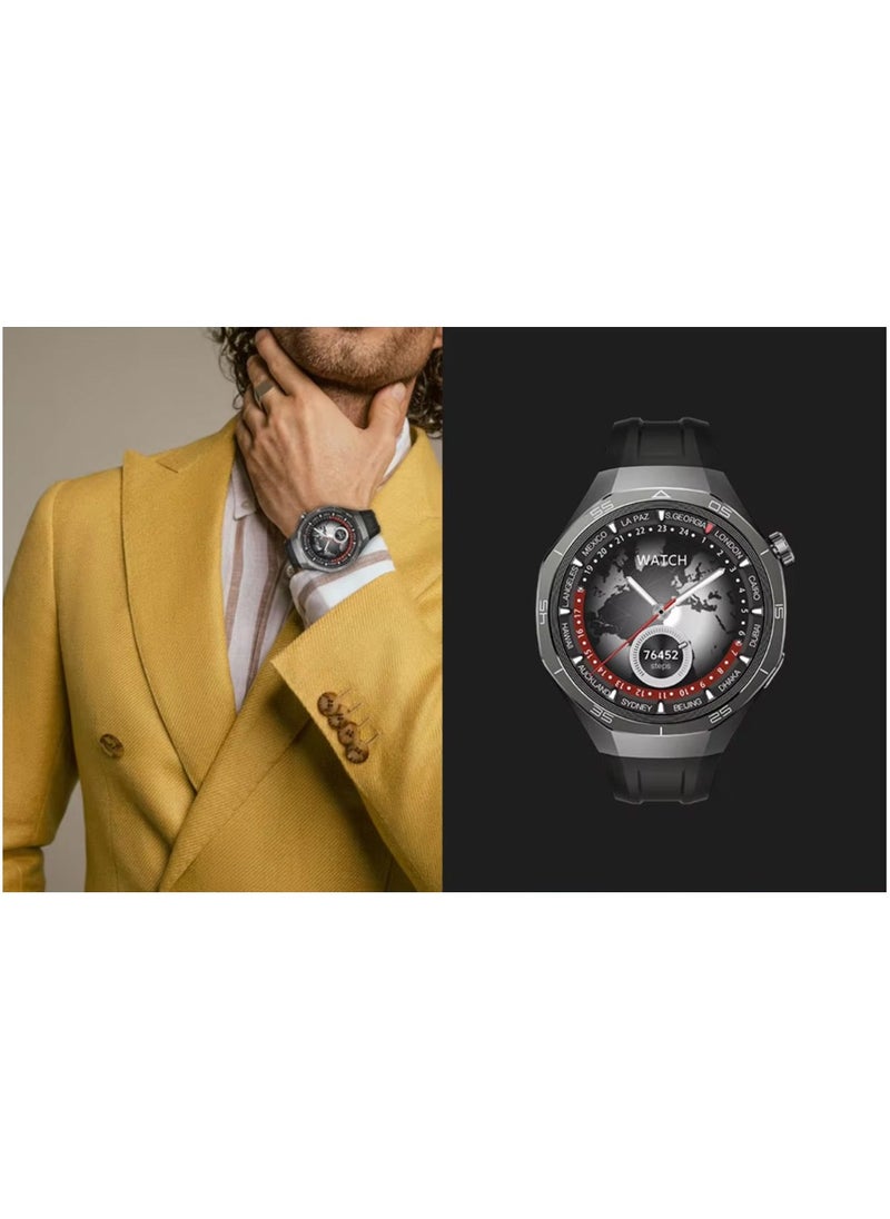 WH-05 PRO Waterproof Design Smartwatch With MAX Screen Display 3 Interchangeable Straps and Wireless Charging Designed for Men Black