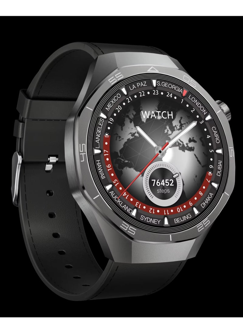 WH-05 PRO Waterproof Design Smartwatch With MAX Screen Display 3 Interchangeable Straps and Wireless Charging Designed for Men Black