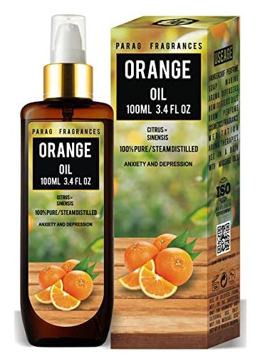 Parag Fragrances Orange Essential Oil For Healthy Hair, Skin & Sleep 100% Pure, Natural And Undiluted/Best For Relieve Stress, Anxiety & Depression Best For Aroma Diffuser & Relaxation / 100Ml