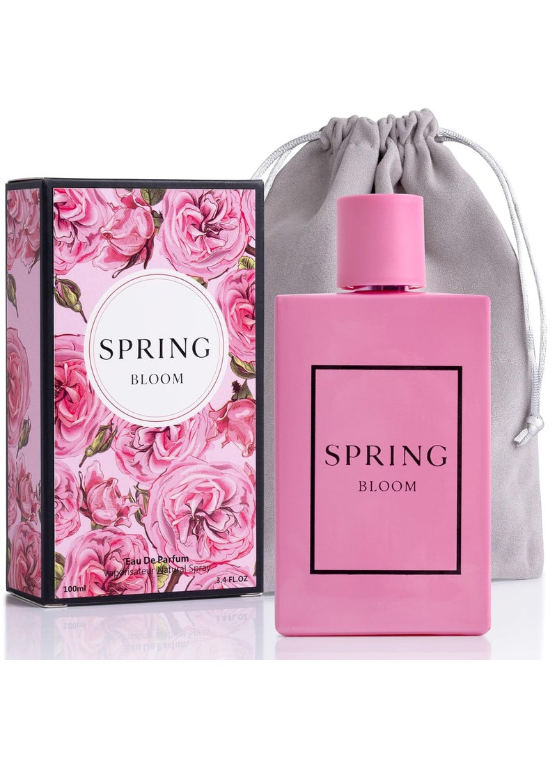 NovoGlow Spring Bloom for Women  Fresh  Slightly Grassy Jasmine Notes  Light Simple  has Natural Sweetness  Ideal for Who Wants to Smell Like Flowers  Elegant 34fl Oz Bottle with Grey Suede