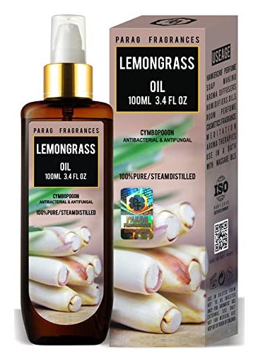Parag Fragrances Lemongrass Essential Oil For Healthy Hair, Skin & Sleep 100% Pure, Natural And Undiluted/Best For Relieve Stress, Anxiety & Depression Best For Aroma Diffuser & Relaxation / 100Ml