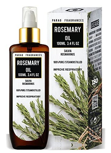 Parag Fragrances Rosemary Essential Oil For Healthy Hair, Skin & Sleep 100% Pure, Natural And Undiluted/Best For Relieve Stress, Anxiety & Depression Best For Aroma Diffuser & Relaxation / 100Ml