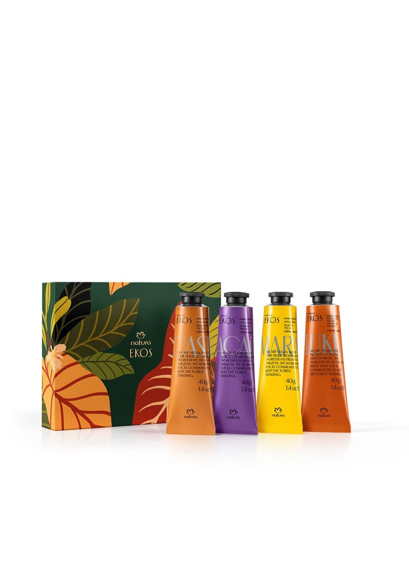 natura  Ekos Hand Cream Quartet Variety Pack 4 Creams  1 Maracuj 1 Castanha 1 Tukum 1 Aa Hand Cream  Vegan Skin Care  Brazilian Beauty Secrets  Hand Care  141oz 40g