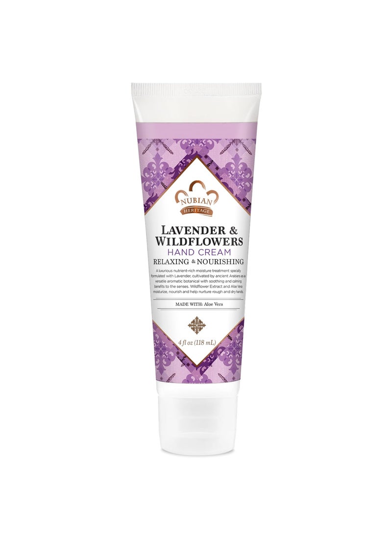 Nubian Heritage Hand Cream Lavender  Wildflowers with Vitamin E  Light and Luxurious Shea Mango  Cocoa Butter Lotion with Soothing Aloe Vera  Comfrey 4 Oz