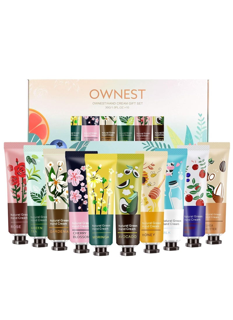 Ownest 10 Pack Hand Cream Kit Plant Fragrance Moisturizing Hand Care Cream Hydrating Formula Hand Lotion for Dry Crack Skin Protable Travel Size Best Gift Kit for Birthday Christmas