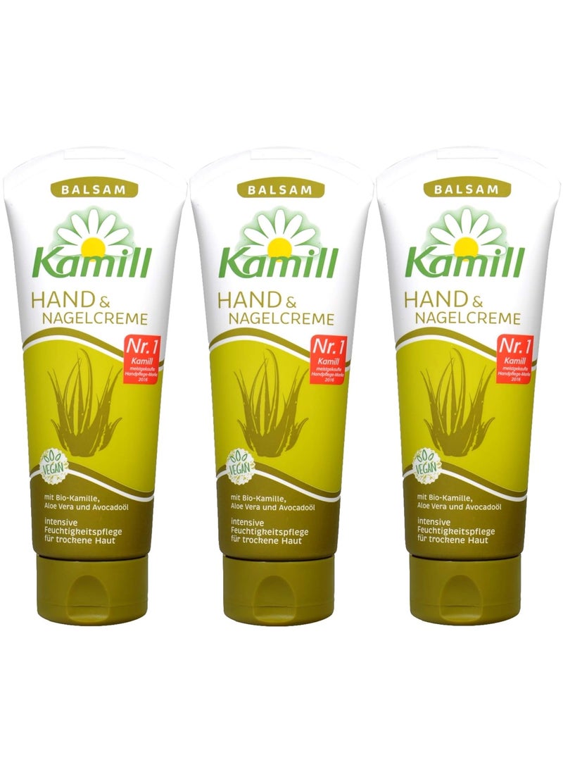 Kamill 3x100 ml Hand  Nail Cream BALSAM with BIO CamomileCamomile Aloe Vera Avocado Oil and Bisabolol  Germany