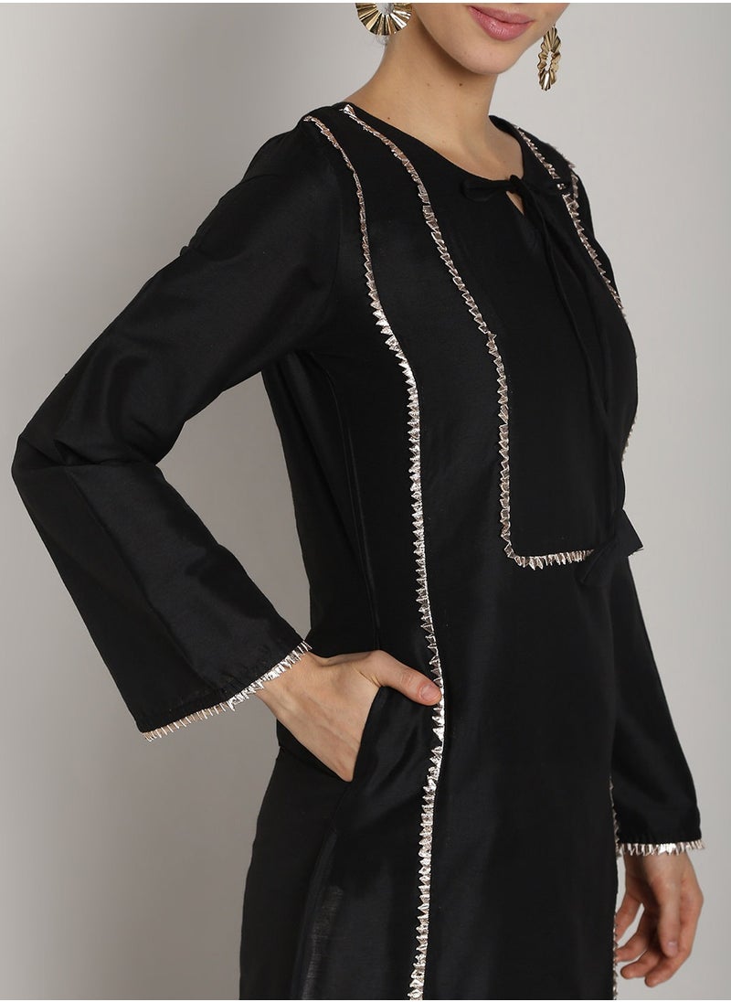 Black Banarasi Pathani Kurta