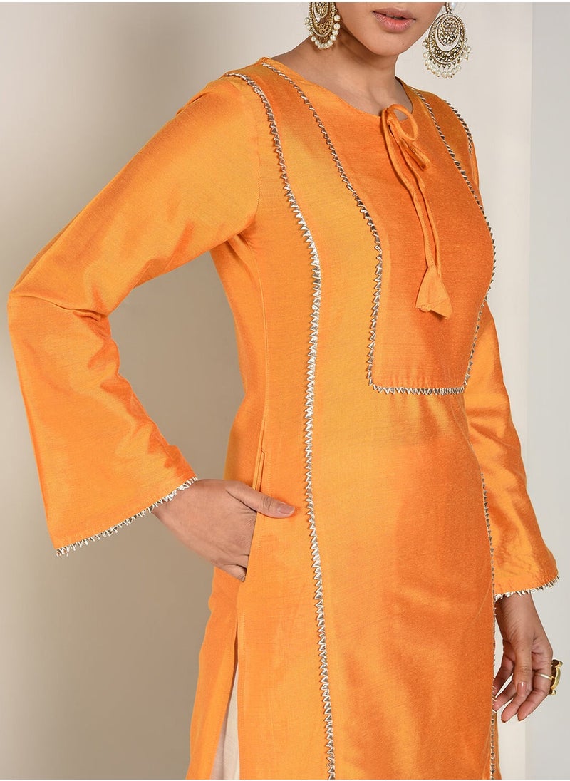 Turmeric Banarasi Panelled Kurta