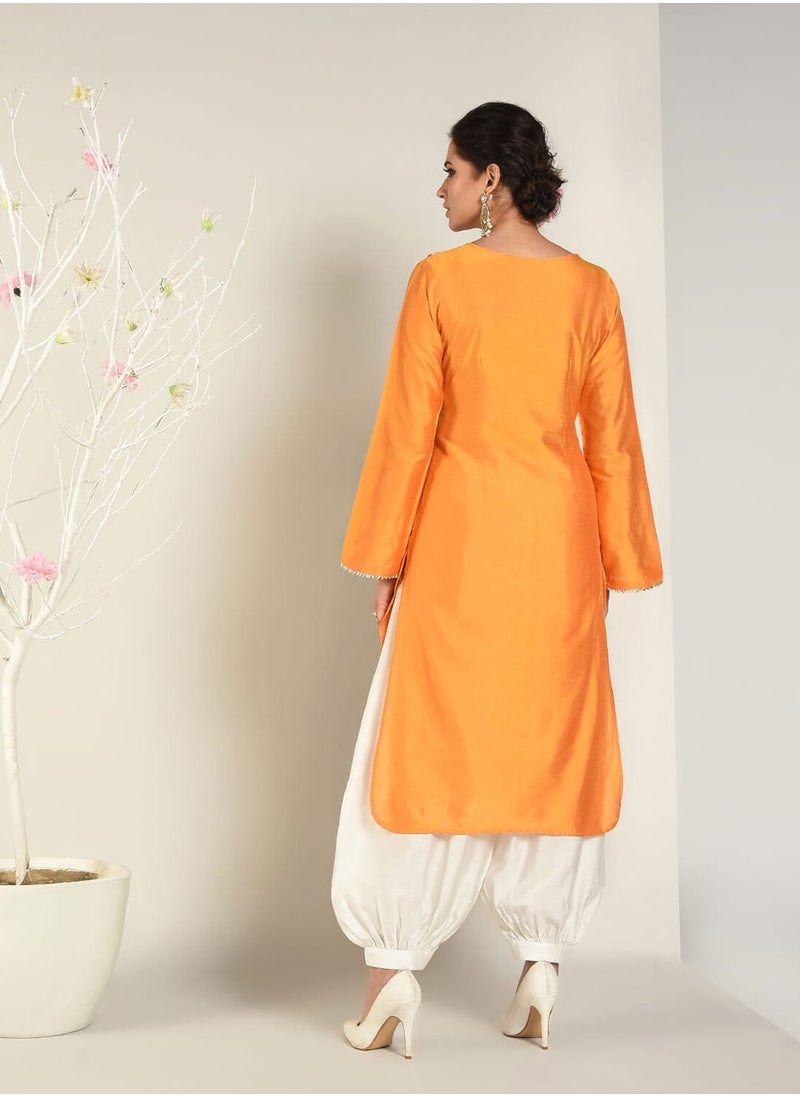 Turmeric Banarasi Panelled Kurta