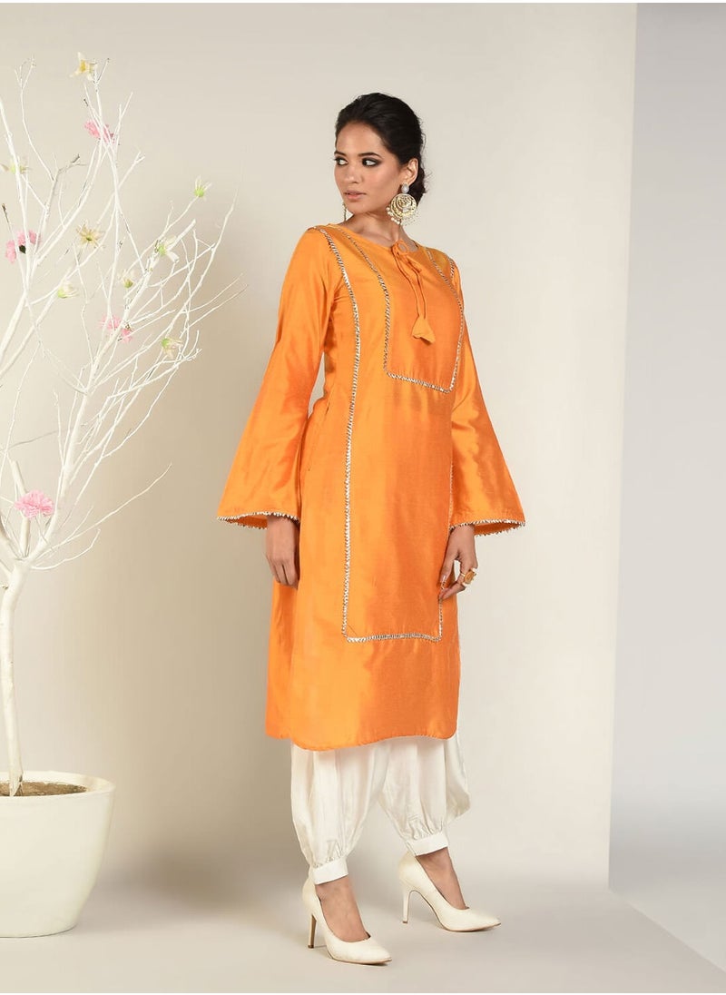 Turmeric Banarasi Panelled Kurta
