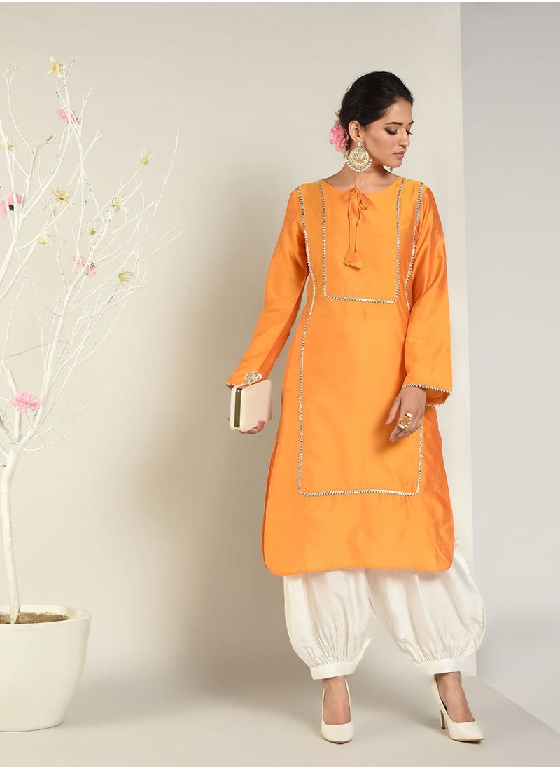 Turmeric Banarasi Panelled Kurta