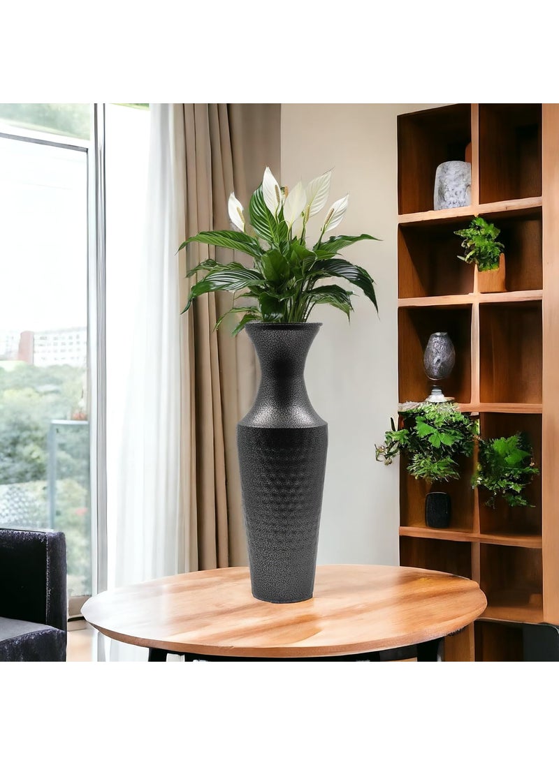 Hosley Hammered Plated Grey Decorative Flower Vase/Vase for Decoration, Pack of 1