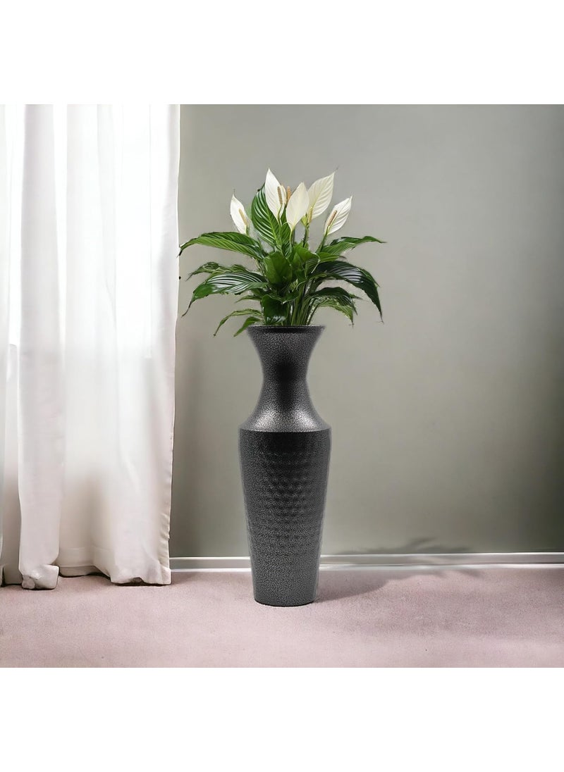 Hosley Hammered Plated Grey Decorative Flower Vase/Vase for Decoration, Pack of 1