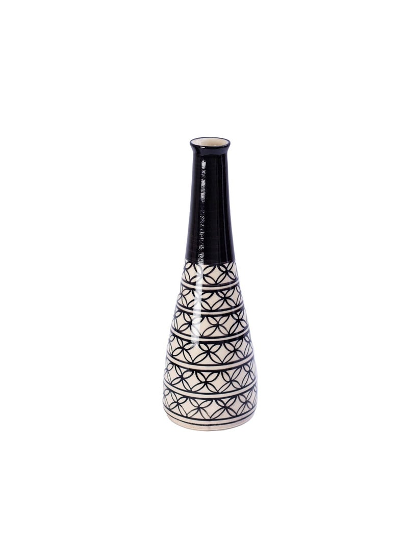 The Decor Lane Ceramic Handcrafted Bottle Shaped Flower vase Vase for Living Room, Bedroom, Dining Table, Home Decoration - 13 Inches