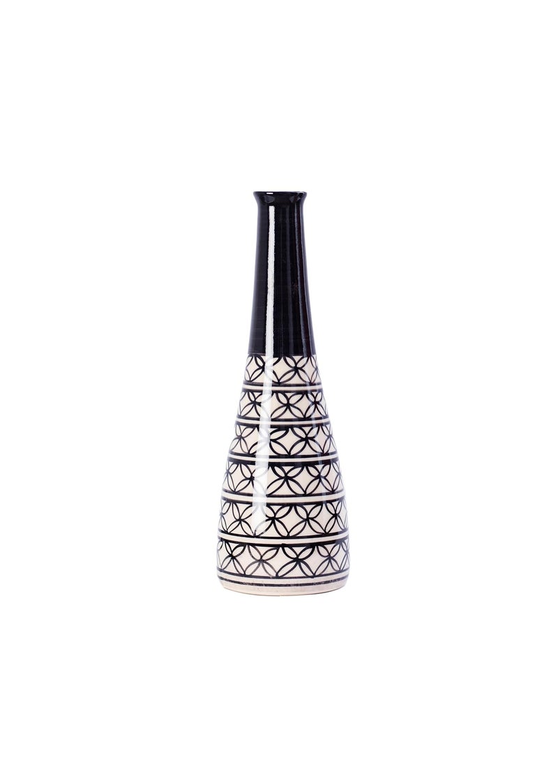 The Decor Lane Ceramic Handcrafted Bottle Shaped Flower vase Vase for Living Room, Bedroom, Dining Table, Home Decoration - 13 Inches
