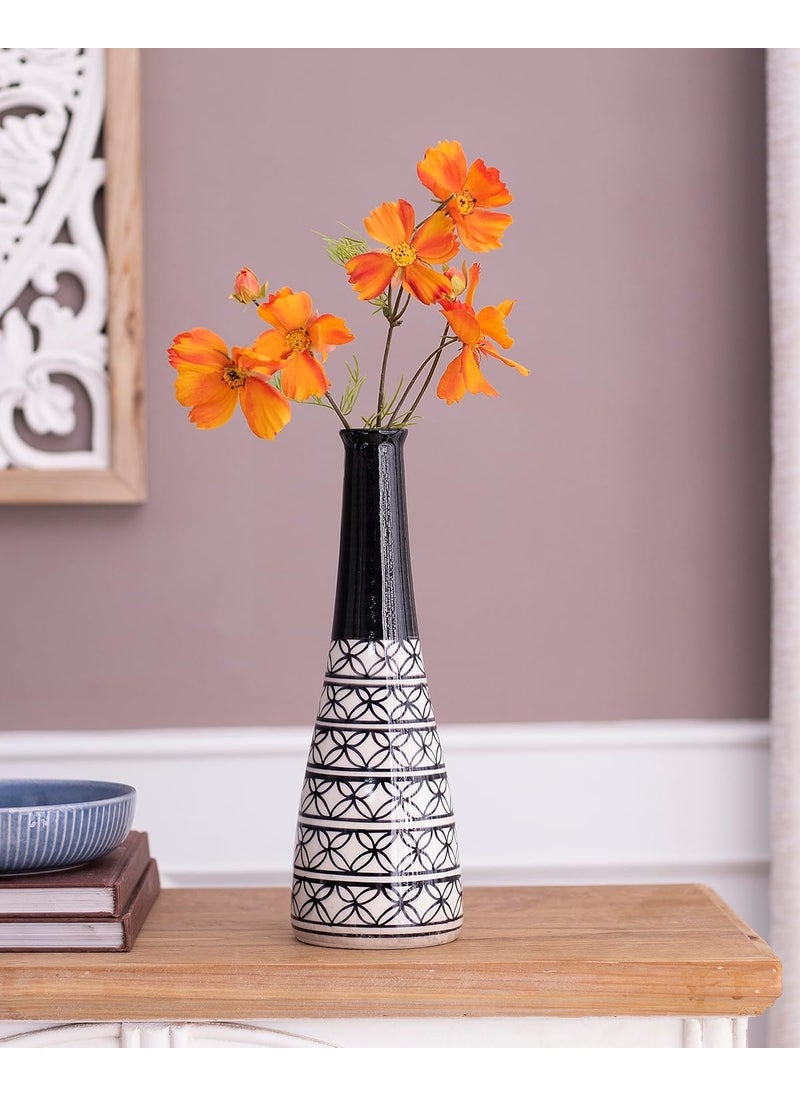 The Decor Lane Ceramic Handcrafted Bottle Shaped Flower vase Vase for Living Room, Bedroom, Dining Table, Home Decoration - 13 Inches