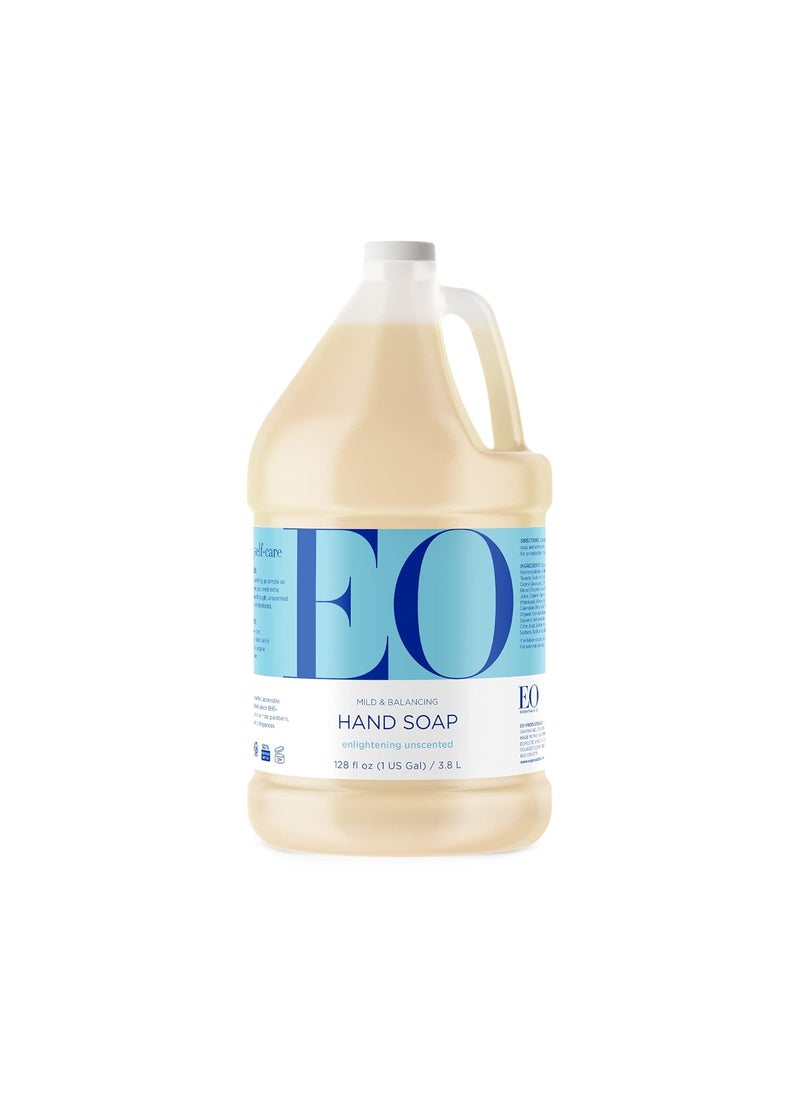 EO Liquid Hand Soap Refill 1 Gallon Unscented Organic PlantBased Gentle Cleanser with Pure Essential Oils