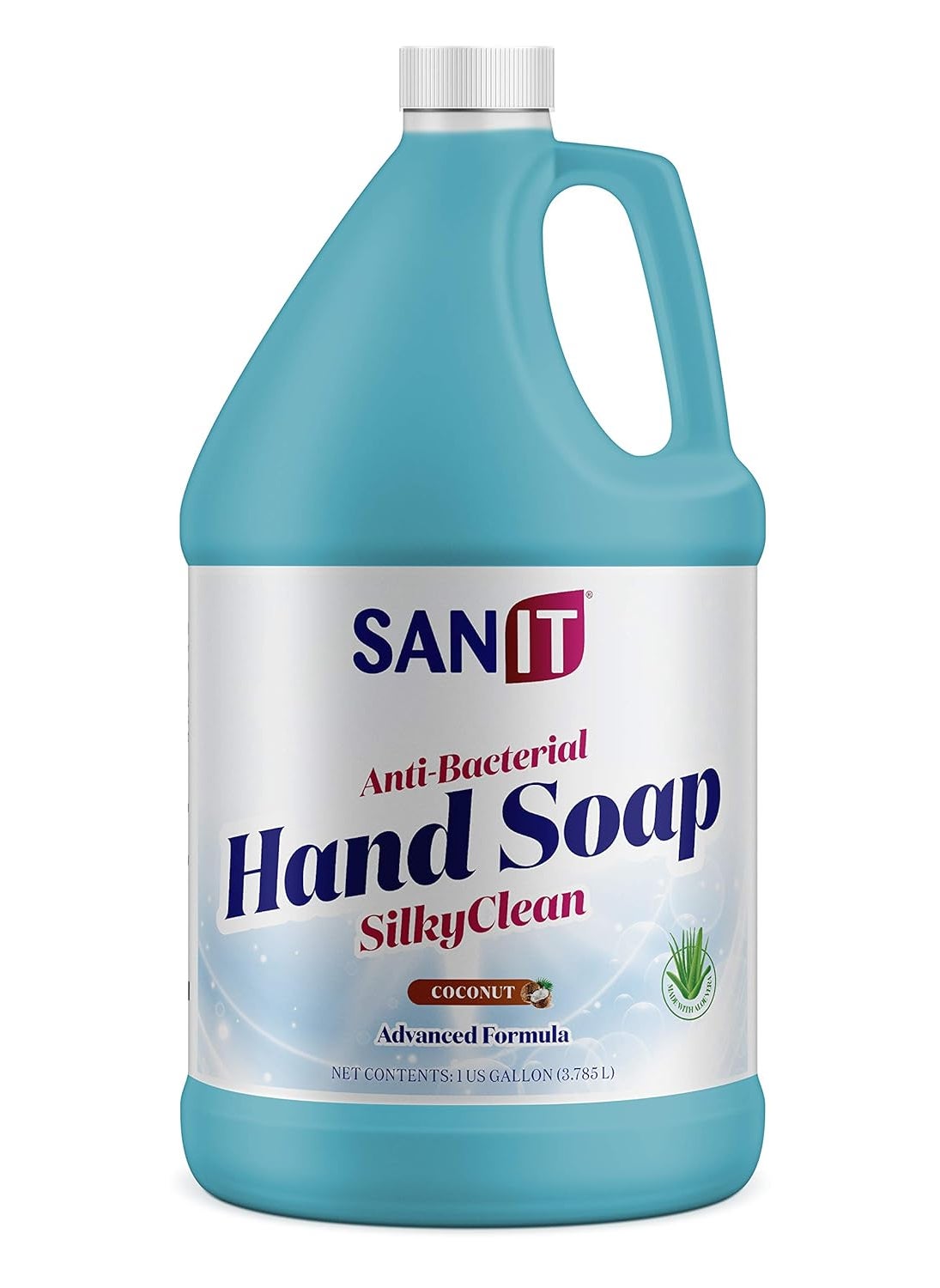Sanit Silky Clean Antibacterial Liquid Gel Hand Soap Refill  Advanced Formula with Coconut Oil and Aloe Vera  All Natural Moisturizing Hand Wash  Made in USA Coconut 1 Gallon