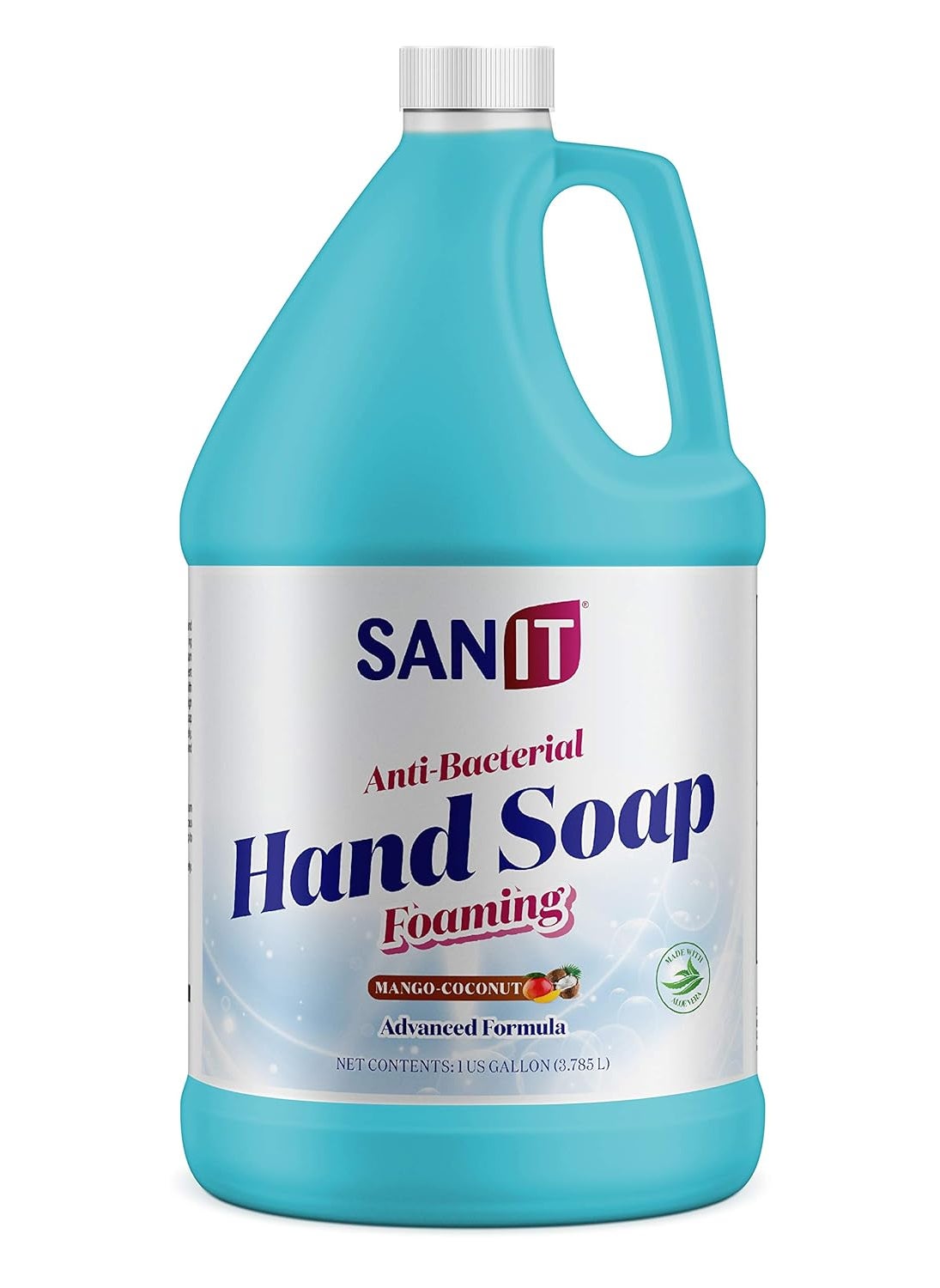Sanit Antibacterial Foaming Hand Soap Refill  Advanced Formula with Aloe Vera and Moisturizers  AllNatural Moisturizing Hand Wash  Made in USA Mango Coconut 1 Gallon